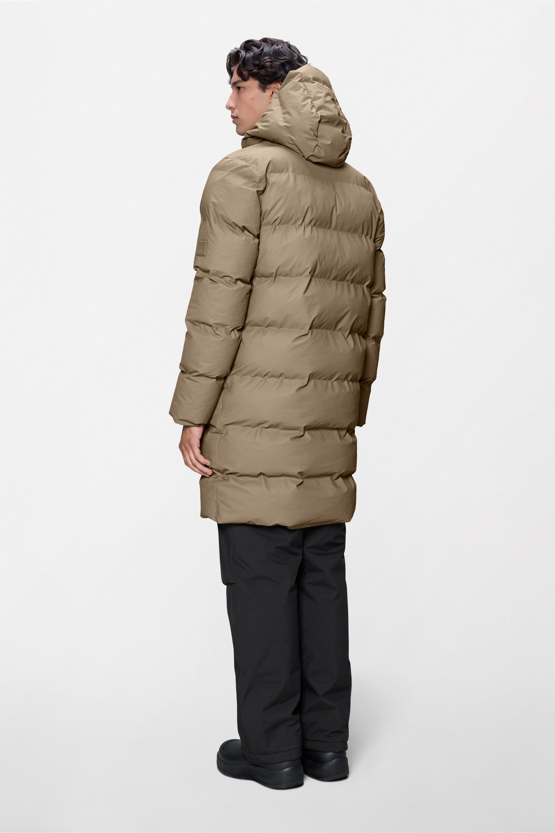 RAINS Alta Longer Puffer Jacket Beige Jacket