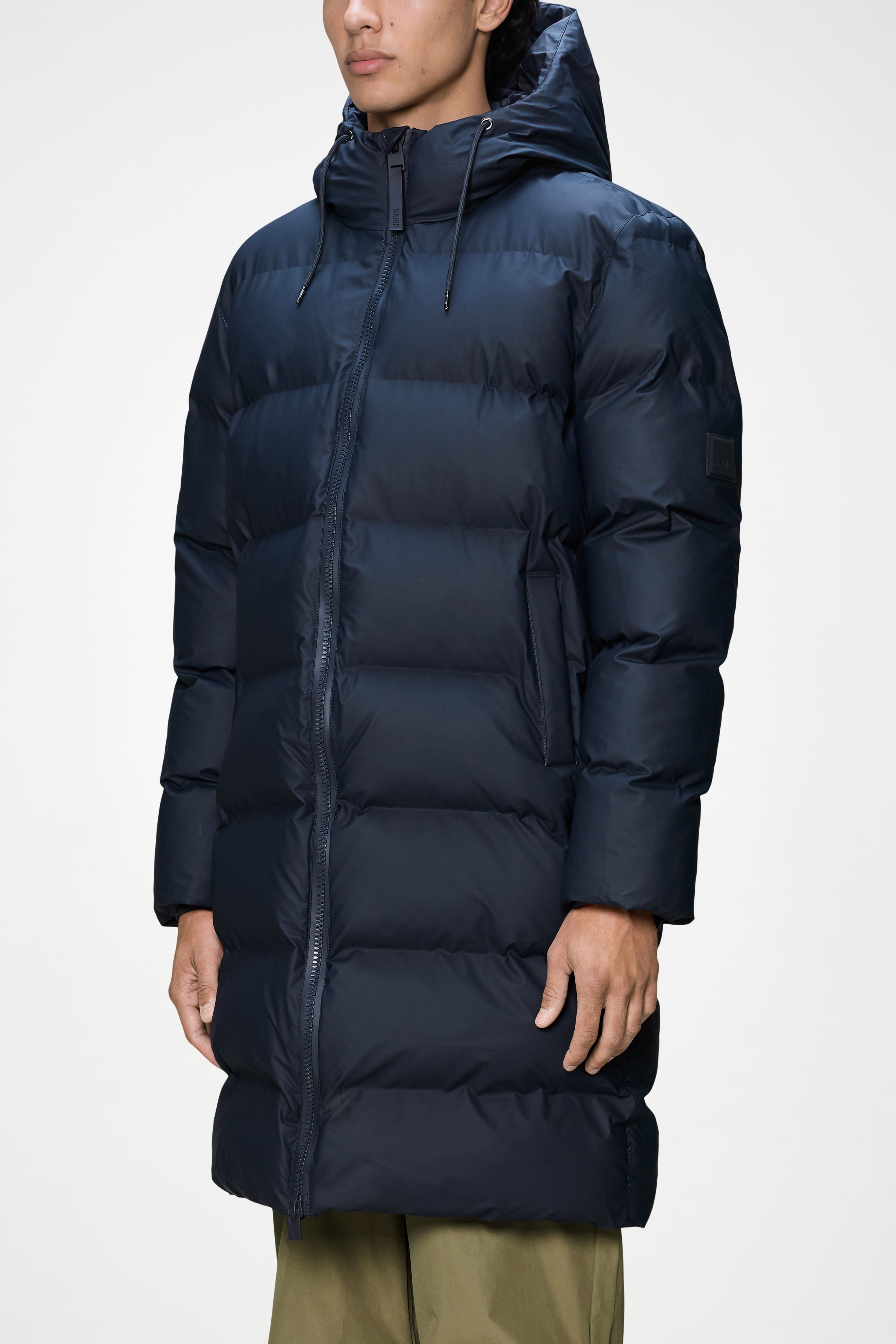 RAINS Alta Longer Puffer Jacket Navy Jacket