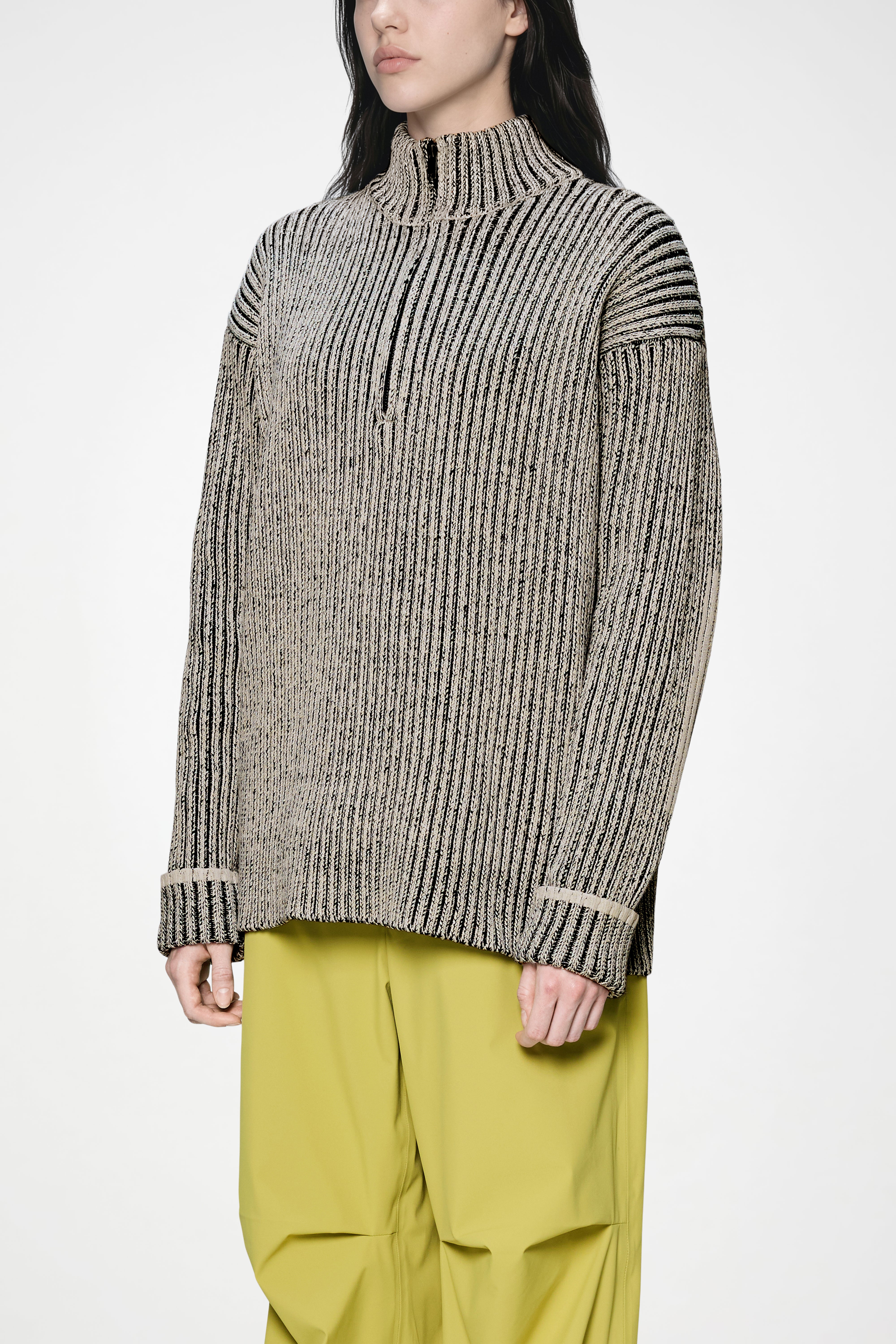 RAINS Sapa Half Zip Knit Vintage White / Black Long Sleeve